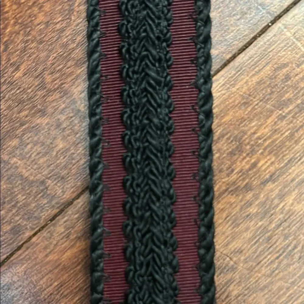 Super Vintage, Super Cool Black and Burgundy Fabric and Ribbon Belt, Size Small